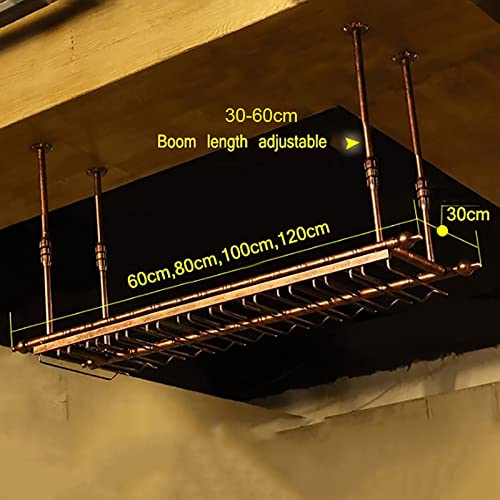 EYLINK Rustic Wine Bottles Holder, With Hanging Stemware Glasses Holder-Wall Mounted Metal Floating Shelf -Vintage Wine Storage Ceiling Wine Rack