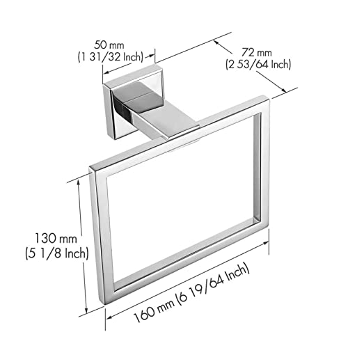 Towel Ring Wall Mounted Square Style Stainless Steel Bath Towel Holder Rack Towel Hanger for Kitchen Hotels Bathroom Toilet (Color : Matte Black)