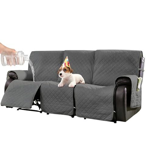 INEARZ Recliner Sofa Covers, Recliner Sofa Covers 3 Seater Waterproof Protector, Recliner Chair Cover For Armchairs With Side Pocket(3 Seater)