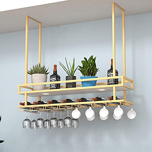 EYLINK Wine Racks,Ceiling Hanging Shelves Bottle Holder Glass Shelf, Industrial Retro Decor Wall Mounted Wine Glass Rack for Bar Kitchen Living R