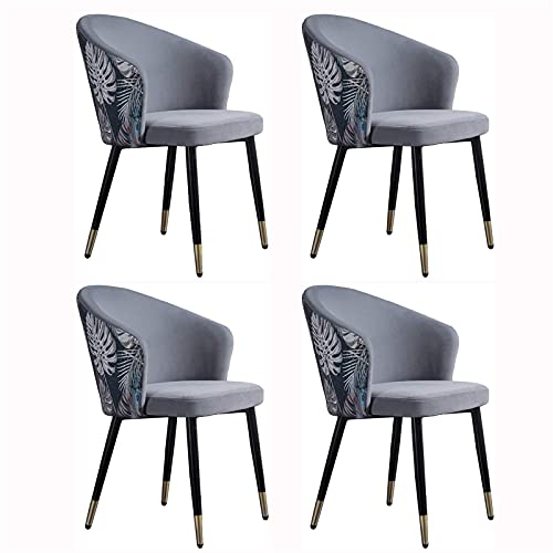 Dining Chair Set Of 4 Living Room Chair with Metal Legs Velvet Seat and Backrests Modern Household Makeup Chair Bedroom Dressing Chair (Color : F