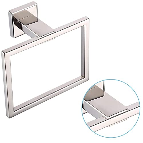 Towel Ring Wall Mounted Square Style Stainless Steel Bath Towel Holder Rack Towel Hanger for Kitchen Hotels Bathroom Toilet (Color : Matte Black)