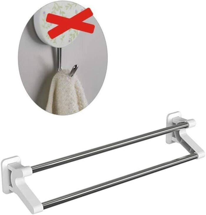 Towel Shelf Multi-Function Towel Rack Stainless Steel Towel Storage Wall Mounted Bath Towel Rail Single Towel Bar for Bathroom (Color : Color1)