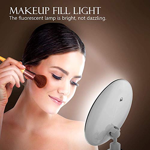 LINPOZONE Version 10X Magnifying Makeup Vanity Mirror with Lights, LED Lighted Portable Hand Cosmetic Magnification Light up Mirrors for Home Tab