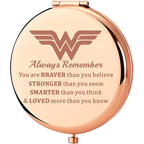 KEYCHIN Heroine Pocket Mirror Diana Fans Gift You are Braver Stronger Smarter Than You Think Heroine Compact Mirror for Women Girls (Heroine Mirr