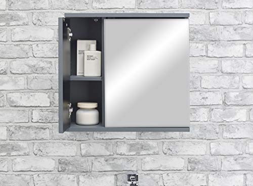 House & Homestyle Jessie Grey Ripple Mirror Cabinet, Particleboard-15mm Particleboard-3mm Particleboard-30mm Nominal MDF/Particleboard with Textu