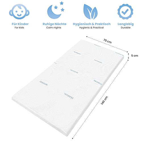 Dailydream Viscoelastic Model Kids M Mattress Topper with Memory Foam Effect Clean Ocean Edition 140 x 70 x 5 cm