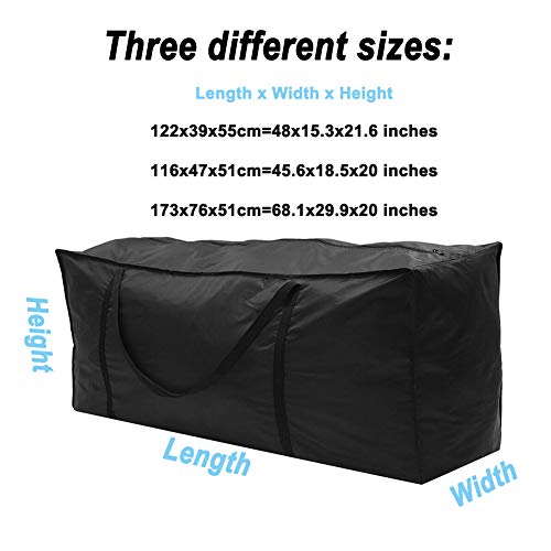 Flymer Garden Cushion Storage Bag Outdoor Storage Bag for Patio Cushions with Durable Handles Black (173 * 76 * 51cm)