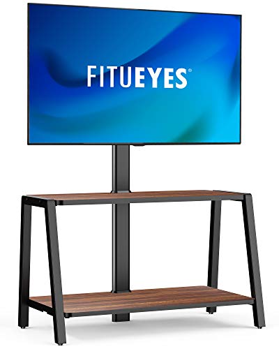 FITUEYES TV Stand Cabinet with Bracket for 32” - 55” Wooden Open Shelves Floor TV Unit TV Table with Mount TV Lowboard Height Adjustable Golden W