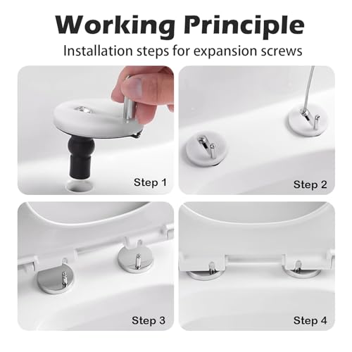 Quick Release Toilet Seat Fixings, YTOOK 6Pcs Universal Toilet Seat Hinges for WC Toilet Blind Holes