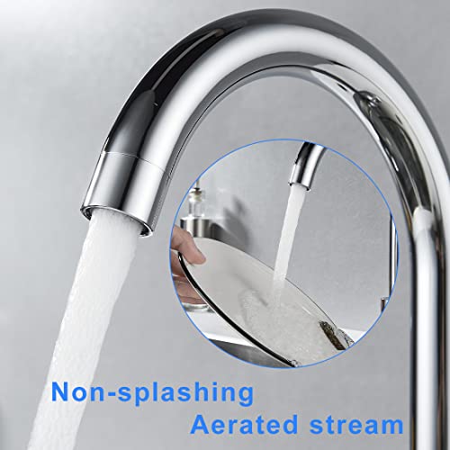 NewEast Kitchen Mixer Taps, Stainless Steel Single Lever Kitchen Monobloc Sink Tap with Swivel Spout and Hoses, Chrome Brass