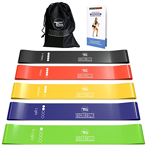 TechStone Resistance Bands Set for Men and Women, Pack of 5 Different Resistance Levels Elastic Band for Home Gym Long Exercise Workout – Great F