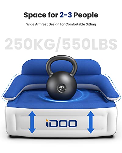 iDOO Inflatable Sofa with Backrest, Inflatable Chair Camping with Built-in Pump, Portable 3 Seaters Blow Up Sofa for Outdoor Party, Inflatable Ai
