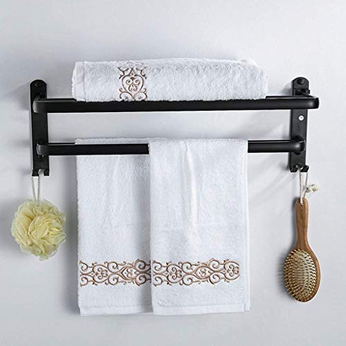 RSOCHS Multifunctional Towel Rack -Bathroom Lavatory Towel Rack Towel Shelf with Towel Bars Wall Mount Holder,Stainless Steel Matte Black