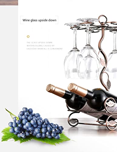 N/A European Double Bottle 6Cups Wind Rack Leaf G-Shaped Cup Holder Goblet Wine Storage Basket Bar Family Wine Tools
