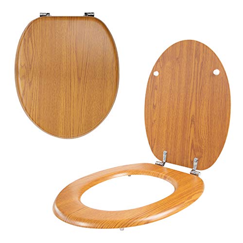 Anika 92499 Marble Effect Toilet Seat Anti Bacterial Coating Chrome Hinges, 43cm x 37.5cm
