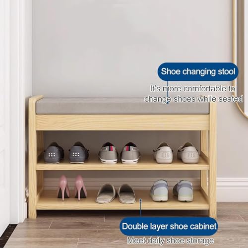 N/A 2 Layers Shoe Benches Entryway, with Storage, Shoe Stool Storage Tipping Bucket, Entryway Shoe Cabinet Shoe Bench for Living Room, Bedroom, M
