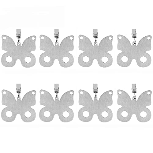 Alnicov Set of 8 Stainless Steel Tablecloth Weights with Clips for Family Dinner Table and Outdoor Picnic Decoration(Butterfly)