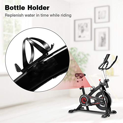 N/A Exercise Bike with Accessories and Tools Adjustable Belt Drive Sport Exercise Bike with Digital Monitor (Color : Red)