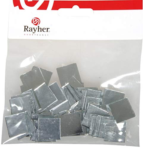 Rayher Mirror Mosaic Tiles for Arts and Crafts, Self-Adhesive Glass Mirror Tiles in the Size 2cmx2cm, Mirror Tiles for Crafting, 50 Pieces, mirro