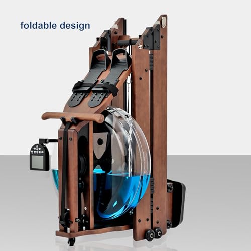 HAWEWE Wooden Rowing Machine For Home Gym Water Resistance Foldable Rower Machine With LCD Monitor Cardio Training 330lbs Max Capacity Indoor Fit