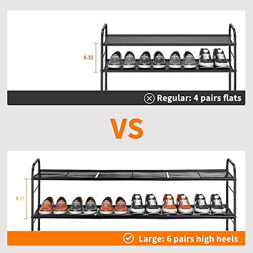 Mutool Extended Shoe Rack 2 Tier Organizer, for Entryway Closet Metal Shoe Storage Shelf for 12-15 Pairs Shoe and Boots Space Saving Large Shoe C