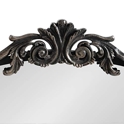 Kate and Laurel Arendahl Traditional Arch Mirror, 24 x 36, Antique Black, Baroque Inspired Wall Decor