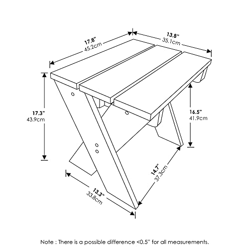 Furinno Side Table Flower Stand, Meranti Wood, Natural, 45.2 (W) x 43.9 (H) x 35.1 (D) cm