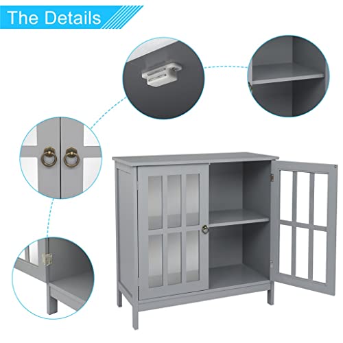 DSHGDJF Buffet Sideboard Entryway Serving Storage Cabinet with 2 Doors 80x36x80cm Disassembly Inner Compartment Mdf Gray