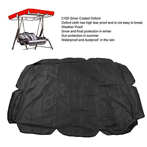 Outdoor Swing Canopy Replacement, 210D Silver Coated Oxford Fabric Swing Chair Canopy<br />Suitable for Outdoor Garden Patio. (Black)
