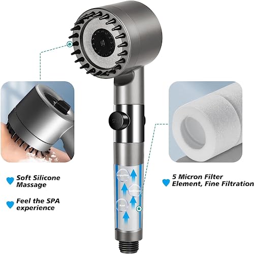 Shower Head high-Pressure 4-Mode Electric Shower, Handheld Shower Head, Adjustable spa Shower Head, Latest Powerful Shower Head, Equipped with 1.