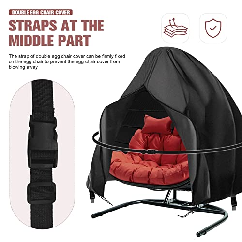 Double Egg Chair Cover Waterproof Hanging Egg Chair Covers Veranda Garden Cocoon Egg Chair Protective Cover Outdoor Rattan Wicker Swing Chair Cov