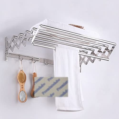 HIGOH Towel Racks,Bathroom Towel Rack Wall Mounted Towel Holder,Wall Mount Pull Retractable Folding Bathroom Towel Rack,Screw or Nail Free Sticke