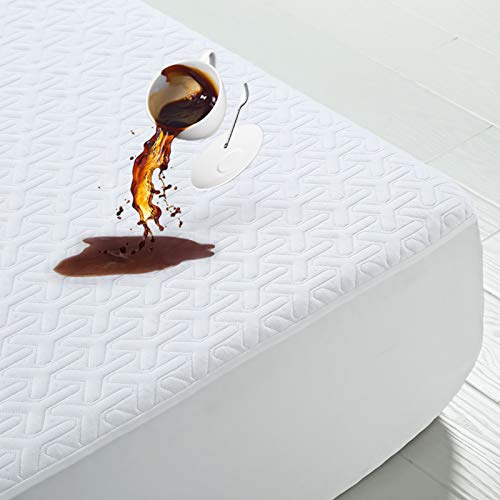 MERITLIFE Premium 100% Waterproof Queen Size Mattress Protector Cooling Mattress Pad Cover Bamboo Fabric Dorm School Soft Breathable Fitted 8"-21