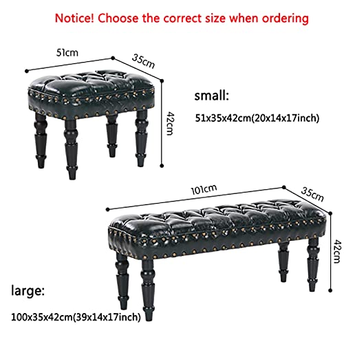 Leather Bench,Premium Buttons End of Bed Bench UPHOLSTERED Bench Seat,Solid Wood Frame,Rustic Bedroom Bench Entryway Bench Living Room Bench-Whit