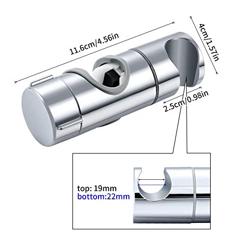 Joyoldelf Shower head holder, Adjustable ABS Replacement Hand Shower Bracket Shower Rail Head Slider Clamp Holder Bracket, Chrome Plated (19-25MM