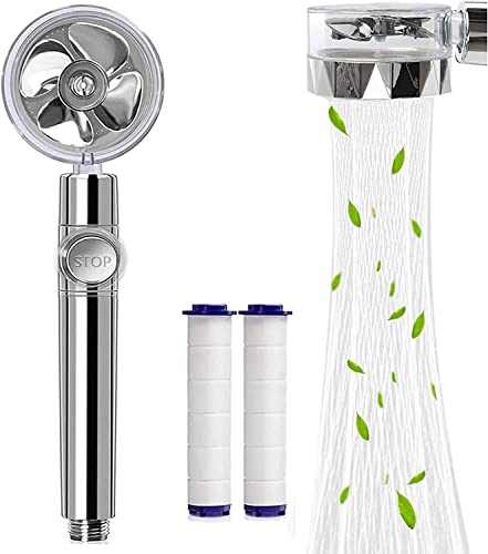 High Pressure Propeller Shower Head 360 ° Rotatable Shower Head Water-Saving Rainfall Shower Nozzle 2cm Universal Connector Bathroom Accessories,