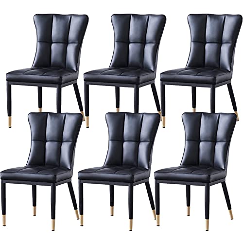 Kitchen Dining Room Furniture Chairs Dining Chairs Set Of 6 Matte PU Leather Upholstered Kitchen Side Chairs Mid Century Modern Metal Leg Living