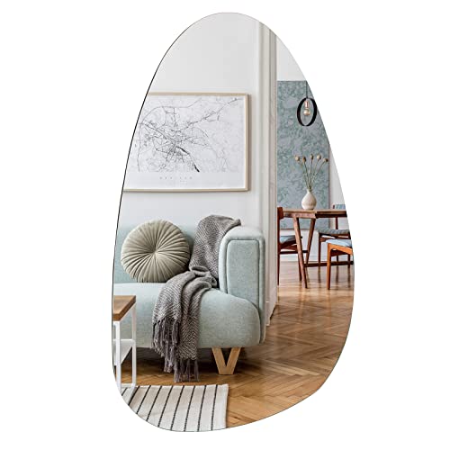 QDSSDECO Asymmetrical Wall Mounted Mirror, Irregular Wall Mirror, Decorative Shaped for Living Room, Bedroom, Entryway, 19.7"x33.5"