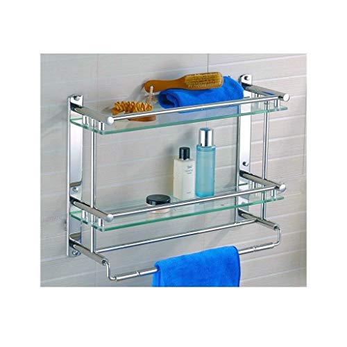 KNOXC Towel Racks,Bathroom Shelf with Rail,Stainless Steel Bathroom Rectangular Shower Caddy Basket Organizer Wall Mounted Bathroom Towel Rack