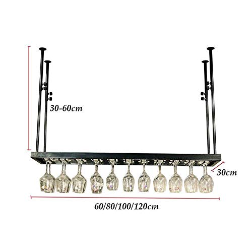 NEOCHY Wine Rack Wall-Mounted Wine Glass Holder - Height Adjustable Wall Shelf Storage Rack Metal Rod - Multi-Function Shelf, Home Retro Decorati