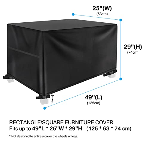 Teynewer Garden Furniture Cover, 125x63x74cm Patio Furniture Cover Waterproof, Windproof, Anti-UV, Heavy Duty Oxford Fabric Rattan Furniture Cove