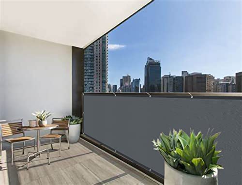 Cool Area balcony privacy screen, anti-peeping, windproof, anti-ultraviolet, HDPE balcony cover, 90x500cm,Graphite