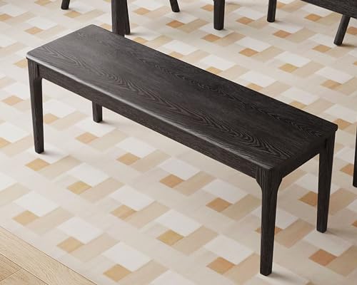 MU RONG Dining Bench, Wood Bench Solid Oak Black Color Bench Indoor Dining Room Table Home Bedroom Bed End Restaurant Modern Hallway Furniture, 3