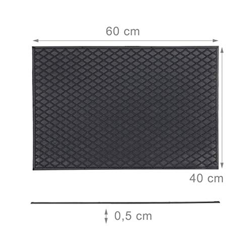 Relaxdays Rubber Doormat 60 x 40 cm Floor Mat made of 100% Rubber Anti-Slip Welcome Mat for Indoor & Outdoor Use, Door Mat Rubber Mat, Black