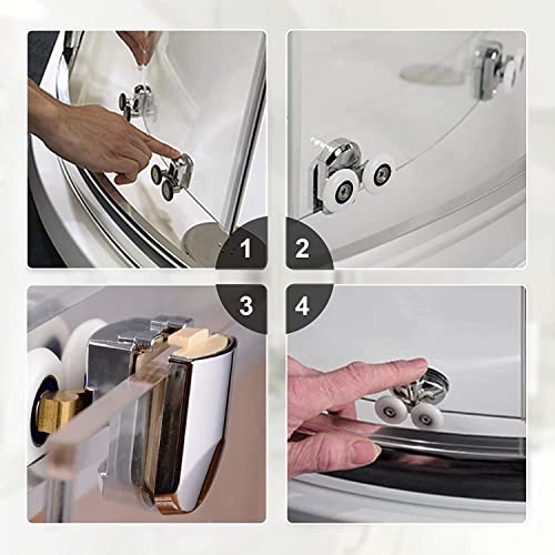 Houdao 4pcs Curved Shower Door Rollers 23mm Replacement Shower Door Wheels with Anti-Collision Block and Screws Chrome Shower Door Rollers for Cu