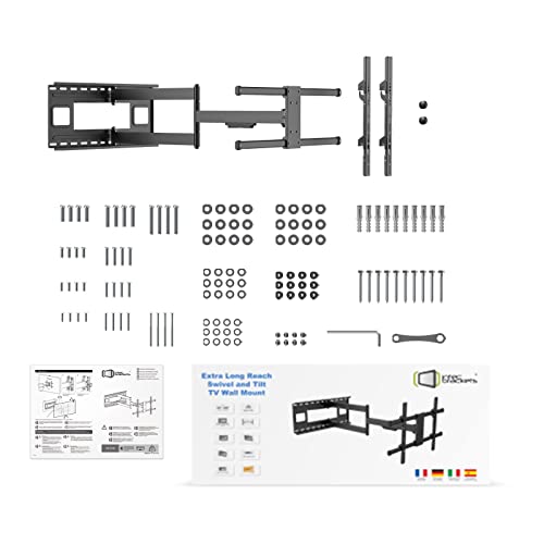 Intecbrackets - Longest Ever 1015 mm (3.3FT) Reach Heavy duty TV wall mount bracket for 46 – 75” TVs – double arm for added safety with swivel an