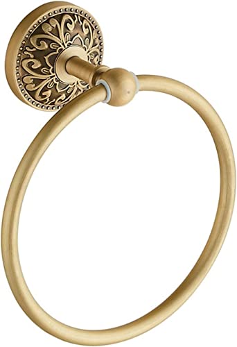RAKUTE European Style Towel Ring, All Copper Round Towel Rack, Antique Towel Hanging Ring, Bathroom Towel Holder Bathroom Ring