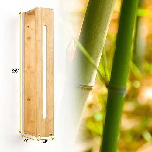 HYNAWIN Bathroom Wall Towel Rack Bamboo Bath Towel Holder for Towel Storage Wall Design Storage Organizer for Large Towels, Small Towels, Hand To