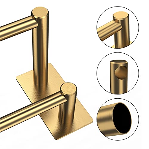 Towel Rail, No Drilling Bathroom Towel Rail, Self Adhesive Wall Mounted Double Hand Towel Holder Made of 304 Brushed Stainless Steel for Bathroom